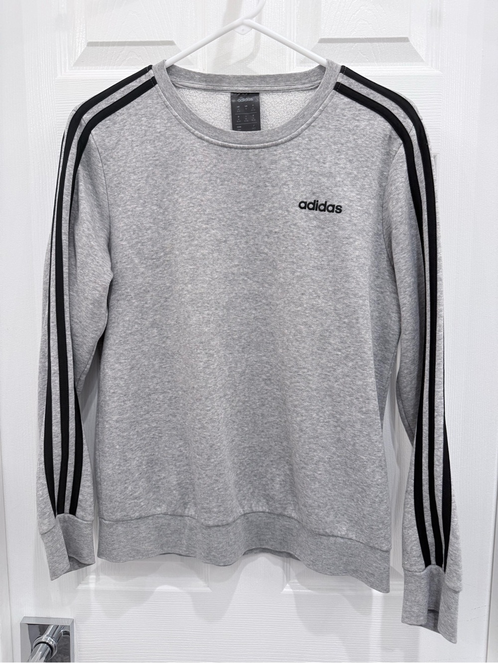 adidas Grey Crewneck Sweatshirt with Black Shoulder Stripes